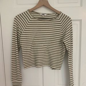 LNA striped black and gold long sleeve crop